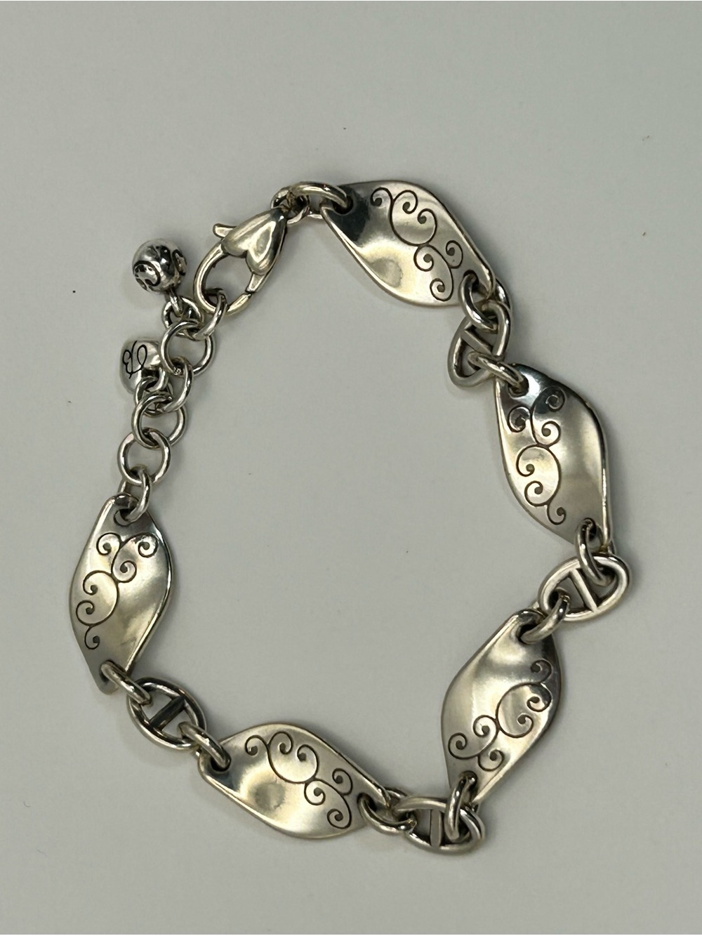 Brighton Twirl Twist Bracelet 8" Silver Plated Oval Link Vintage - Picture 7 of 10